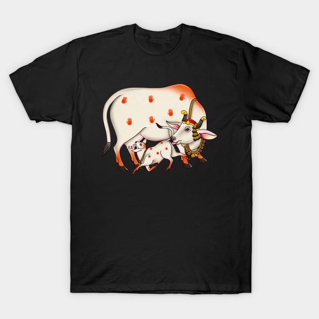 Pichwai folk art cow T-Shirt by Prita_d